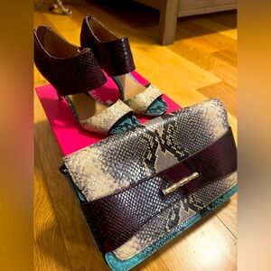 Elaine Turner Erika Multi Python Heels & Matching Bag.